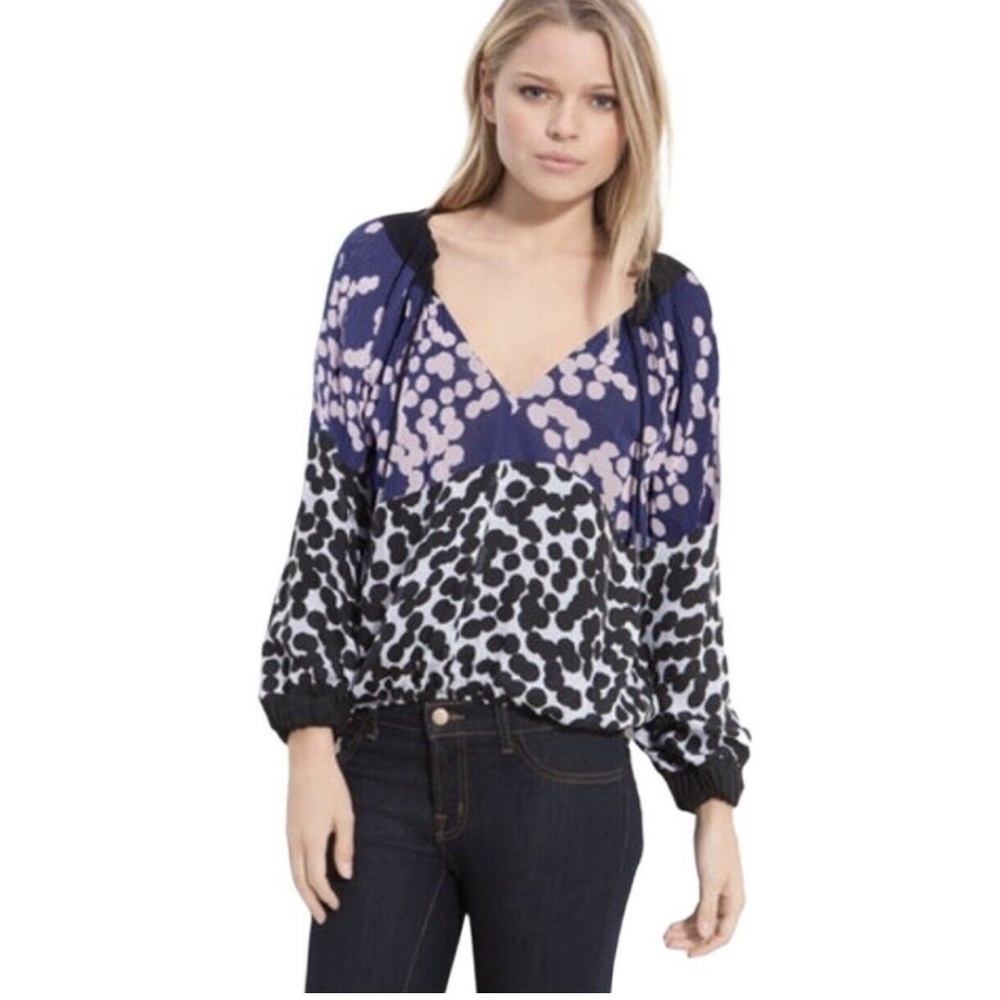 Diane Von Furstenberg Mikino Pleated Top Size 10